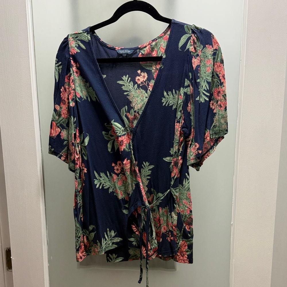 Lucky Brand Dark Blue Floral Blouse